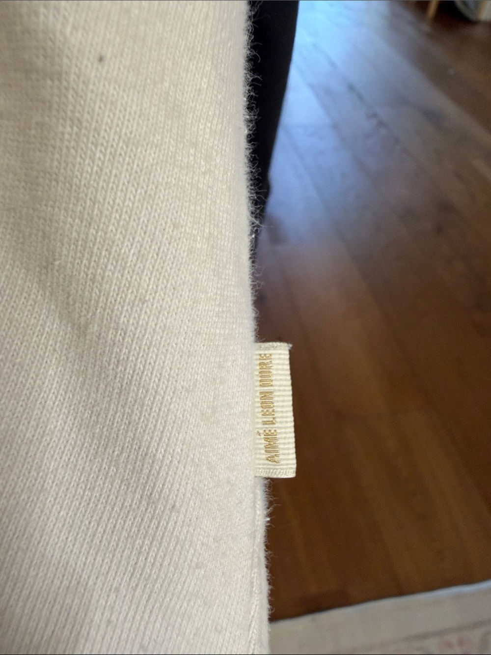 Aime Leon Dore White Long-Sleeve Crewneck with Green Trim and Contrast Sleeves - Picture 4 of 6